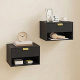 Wooden Bedside Cabinet 40cm Wide Wall Mounted in Set Of 2 - Velmora