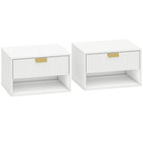 Wooden Bedside Cabinet 40cm Wide Wall Mounted in Set Of 2 - Velmora