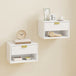 Wooden Bedside Cabinet 40cm Wide Wall Mounted in Set Of 2 - Velmora
