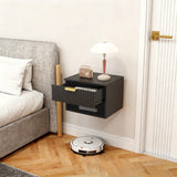 Wooden Bedside Cabinet 40cm Wide Wall Mounted With 1 Drawer And Open Shelf in Set Of 2 - Velmora
