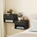 Wooden Bedside Cabinet 40cm Wide Wall Mounted With 1 Drawer And Open Shelf in Set Of 2 - Velmora