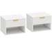 Wooden Bedside Cabinet 40cm Wide Wall Mounted With 1 Drawer And Open Shelf in Set Of 2 - Velmora