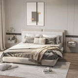 Wooden Bedside Cabinet 40cm Wide Wall Mounted With 1 Drawer in Set Of 2 - Velmora