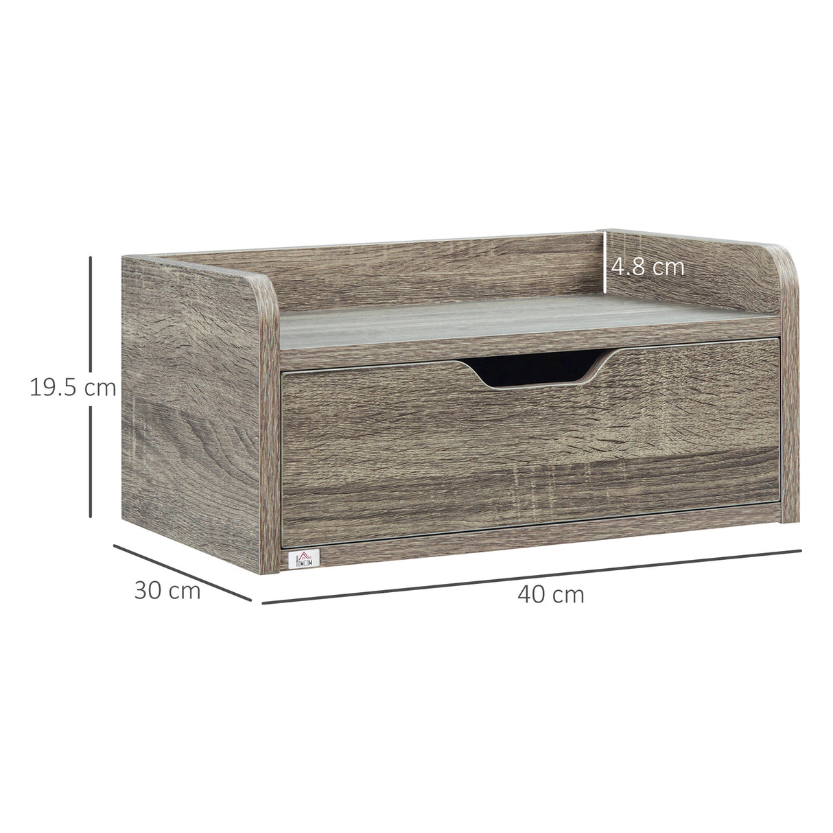 Wooden Bedside Cabinet 40cm Wide Wall Mounted With 1 Drawer in Set Of 2 - Velmora