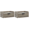 Wooden Bedside Cabinet 40cm Wide Wall Mounted With 1 Drawer in Set Of 2 - Velmora