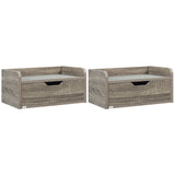Wooden Bedside Cabinet 40cm Wide Wall Mounted With 1 Drawer in Set Of 2 - Velmora