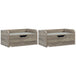 Wooden Bedside Cabinet 40cm Wide Wall Mounted With 1 Drawer in Set Of 2 - Velmora