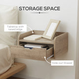 Wooden Bedside Cabinet 40cm Wide Wall Mounted With 1 Drawer in Set Of 2 - Velmora