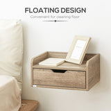 Wooden Bedside Cabinet 40cm Wide Wall Mounted With 1 Drawer in Set Of 2 - Velmora