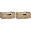 Wooden Bedside Cabinet 40cm Wide Wall Mounted With 1 Drawer in Set Of 2 - Velmora