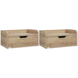 Wooden Bedside Cabinet 40cm Wide Wall Mounted With 1 Drawer in Set Of 2 - Velmora