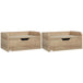 Wooden Bedside Cabinet 40cm Wide Wall Mounted With 1 Drawer in Set Of 2 - Velmora