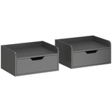 Wooden Bedside Cabinet 40cm Wide Wall Mounted With 1 Drawer in Set Of 2 - Velmora