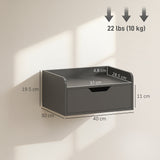 Wooden Bedside Cabinet 40cm Wide Wall Mounted With 1 Drawer in Set Of 2 - Velmora
