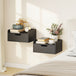 Wooden Bedside Cabinet 40cm Wide Wall Mounted With 1 Drawer in Set Of 2 - Velmora