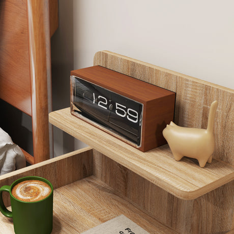 Wooden Bedside Cabinet 40cm Wide With 1 Drawer And 3 Shelves - Velmora