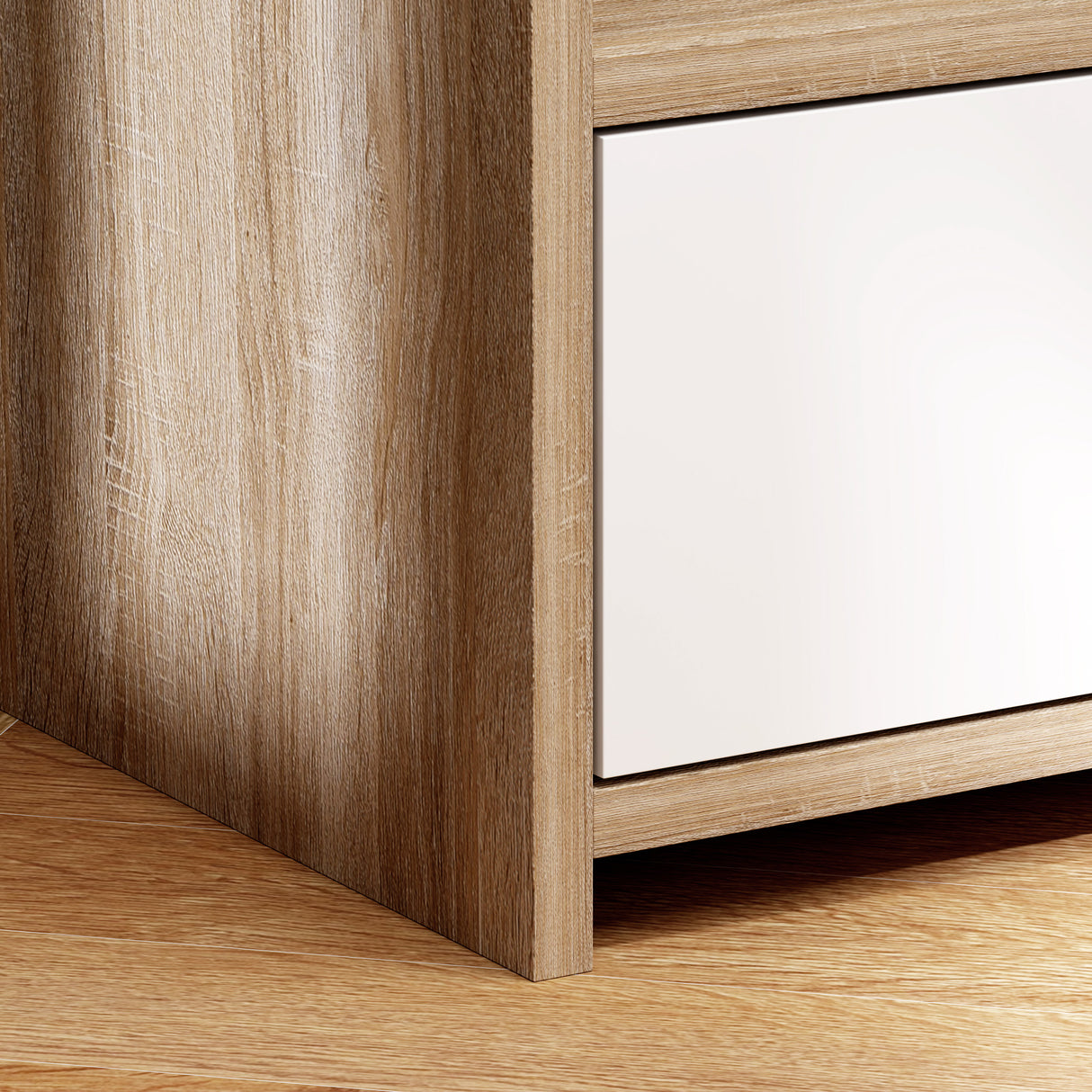 Wooden Bedside Cabinet 40cm Wide With 1 Drawer And 3 Shelves - Velmora