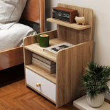 Wooden Bedside Cabinet 40cm Wide With 1 Drawer And 3 Shelves - Velmora
