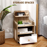 Wooden Bedside Cabinet 40cm Wide With 1 Drawer And 3 Shelves - Velmora