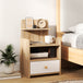Wooden Bedside Cabinet 40cm Wide With 1 Drawer And 3 Shelves - Velmora