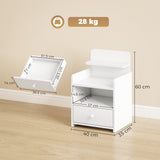 Wooden Bedside Cabinet 40cm Wide With 1 Drawer And 3 Shelves - Velmora