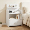 Wooden Bedside Cabinet 40cm Wide With 1 Drawer And 3 Shelves - Velmora