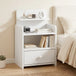 Wooden Bedside Cabinet 40cm Wide With 1 Drawer And 3 Shelves - Velmora