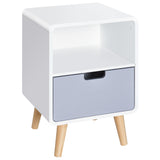 Wooden Bedside Cabinet 40cm Wide With 1 Drawer And Pine Legs - Velmora