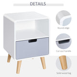 Wooden Bedside Cabinet 40cm Wide With 1 Drawer And Pine Legs - Velmora