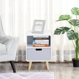 Wooden Bedside Cabinet 40cm Wide With 1 Drawer And Pine Legs - Velmora