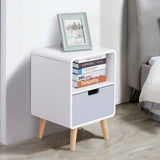 Wooden Bedside Cabinet 40cm Wide With 1 Drawer And Pine Legs - Velmora