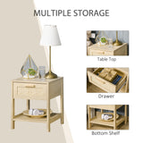 Wooden Bedside Cabinet 40cm Wide With 1 Drawer And Shelf - Velmora