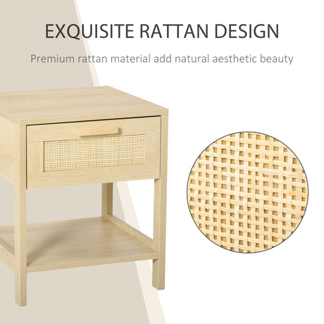 Wooden Bedside Cabinet 40cm Wide With 1 Drawer And Shelf - Velmora