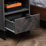 Wooden Bedside Cabinet 40cm Wide With 1 Drawer And Steel Frame - Velmora
