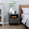 Wooden Bedside Cabinet 40cm Wide With 1 Drawer And Steel Frame - Velmora