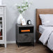 Wooden Bedside Cabinet 40cm Wide With 1 Drawer And Steel Frame - Velmora