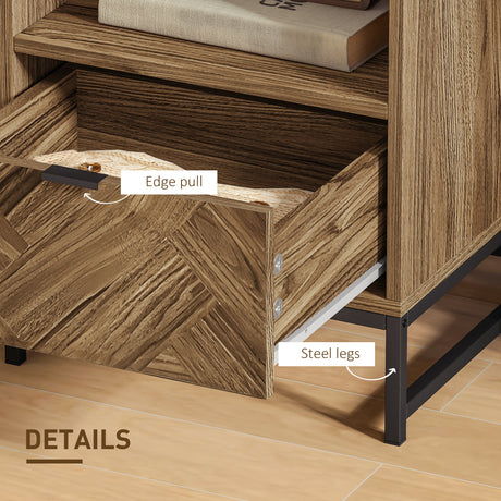 Wooden Bedside Cabinet 40cm Wide With 1 Drawer And Steel Frame - Velmora