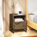 Wooden Bedside Cabinet 40cm Wide With 1 Drawer And Steel Frame - Velmora