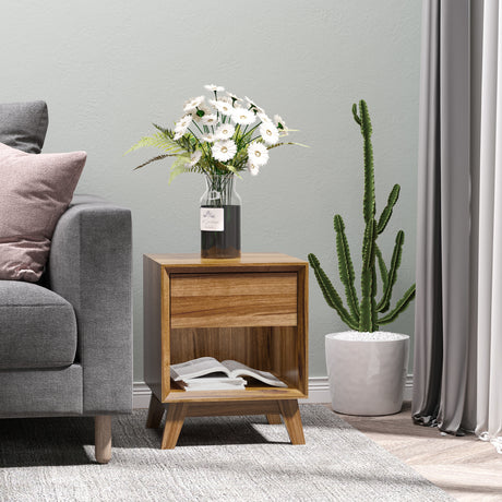 Wooden Bedside Cabinet 40cm Wide With 1 Drawer - Velmora