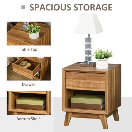 Wooden Bedside Cabinet 40cm Wide With 1 Drawer - Velmora
