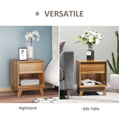 Wooden Bedside Cabinet 40cm Wide With 1 Drawer - Velmora