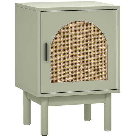 Wooden Bedside Cabinet 40cm Wide With 1 Rattan Door - Velmora