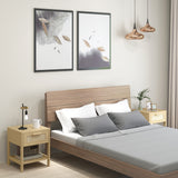 Wooden Bedside Cabinet 40cm Wide With 1 Rattan Drawer And Shelf  in Set Of 2 - Velmora
