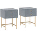 Wooden Bedside Cabinet 40cm Wide With 2 Drawers And Gold Frame - Velmora