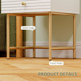 Wooden Bedside Cabinet 40cm Wide With 2 Drawers And Gold Frame - Velmora