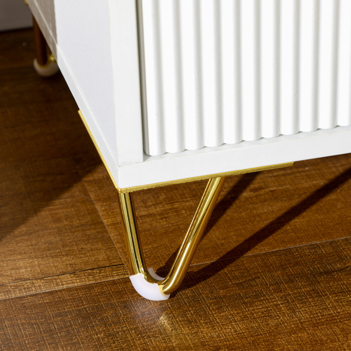 Wooden Bedside Cabinet 40cm Wide With 2 Drawers And Gold Handles - Velmora