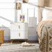 Wooden Bedside Cabinet 40cm Wide With 2 Drawers And Gold Handles - Velmora