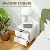 Wooden Bedside Cabinet 40cm Wide With 2 Drawers And Gold Legs - Velmora
