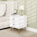Wooden Bedside Cabinet 40cm Wide With 2 Drawers And Gold Legs - Velmora