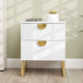 Wooden Bedside Cabinet 40cm Wide With 2 Drawers And Gold Metal Base - Velmora